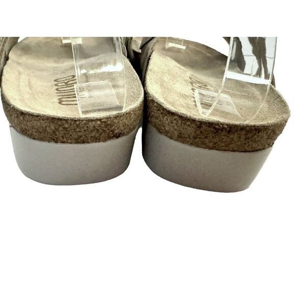 Munro CAMILA Sz 7WW Nubuck Slip-On Sandals Slides Taupe Combo NEW - Picture 4 of 9